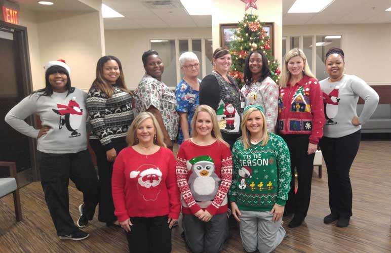 The Southern Cancer Center staff celebrating Christmas.