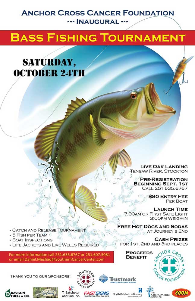 Bass tourney poster sponsors flyer