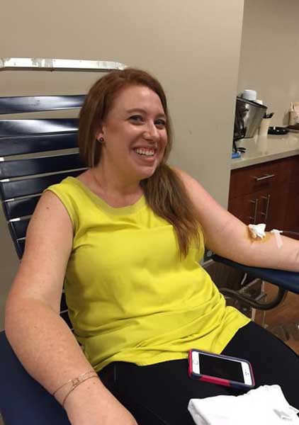 Woman donating blood