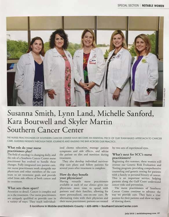 Southern Cancer Center’s nurse featured in newspaper