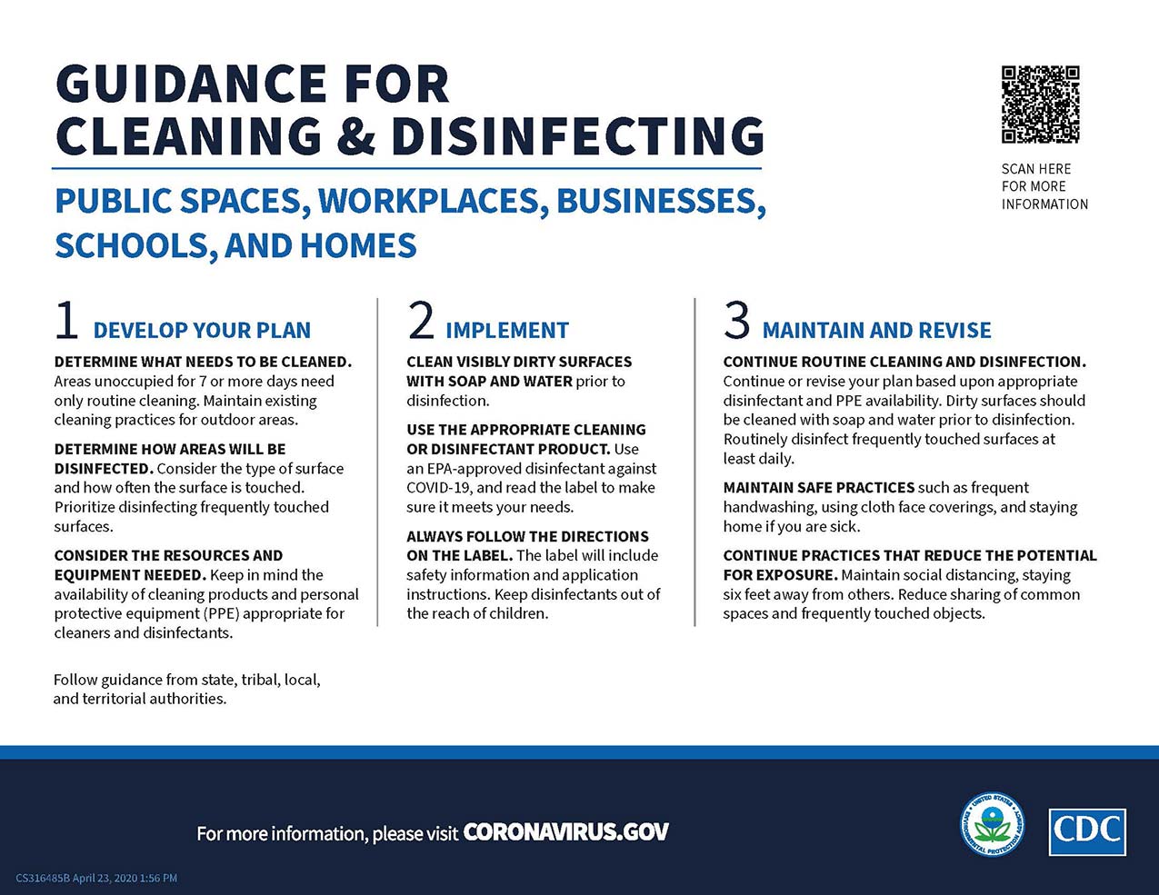 Guidance for cleaning and disinfecting