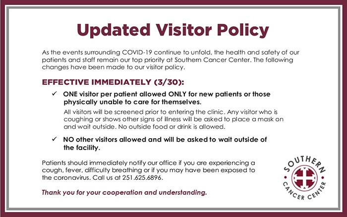Updated visitor policy