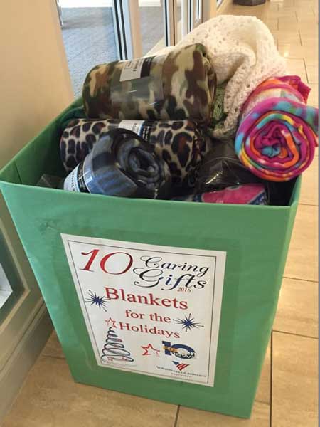 Winter blanket drive box at Southern Cancer Center