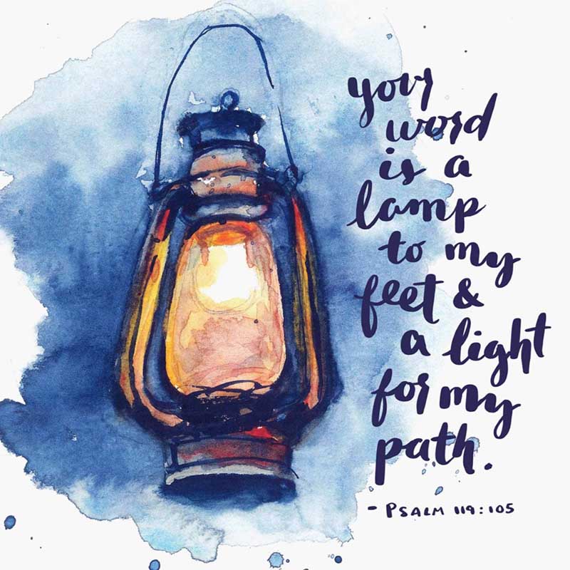 Lamp drawing with your word is a lamp to my feet and a light for my path