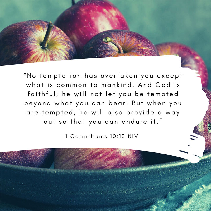 Apples in the background and some quote on the white background