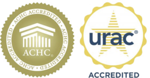 The logo and icon of ACHC Accredited and URAC Accredited 